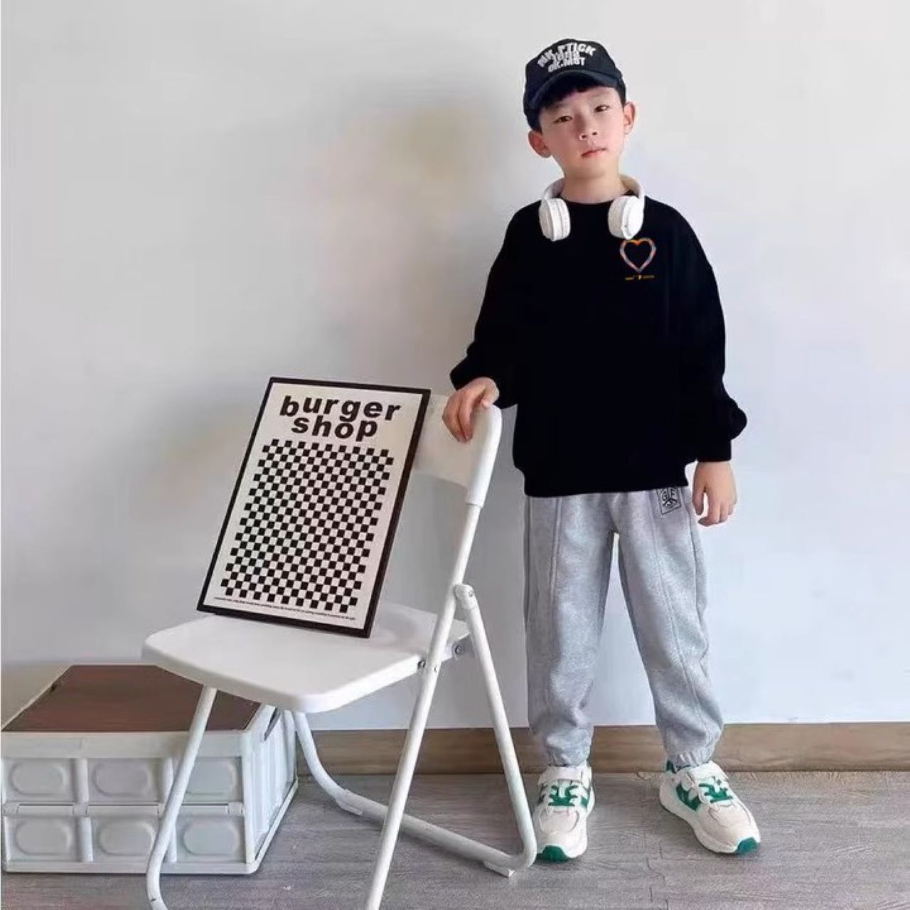 親子ペアルック ハートリンク レインボートレーナー