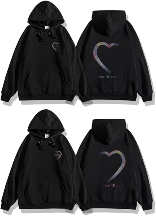 ペアルック ペイント風ハートデザインパーカー【2点セット】