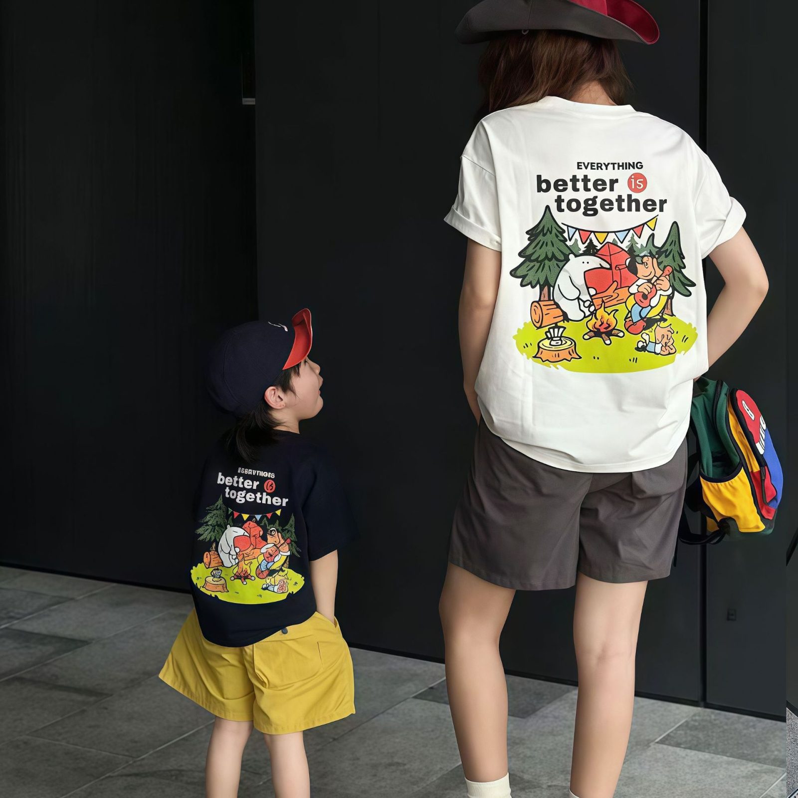 親子ペアルック キャンプアニマルTシャツ