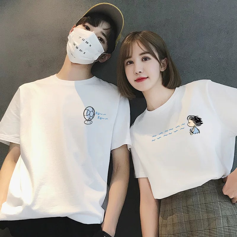 【2点セット】カップルペアルック 扇風機リンクTシャツ
