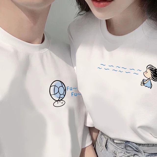 【2点セット】カップルペアルック 扇風機リンクTシャツ