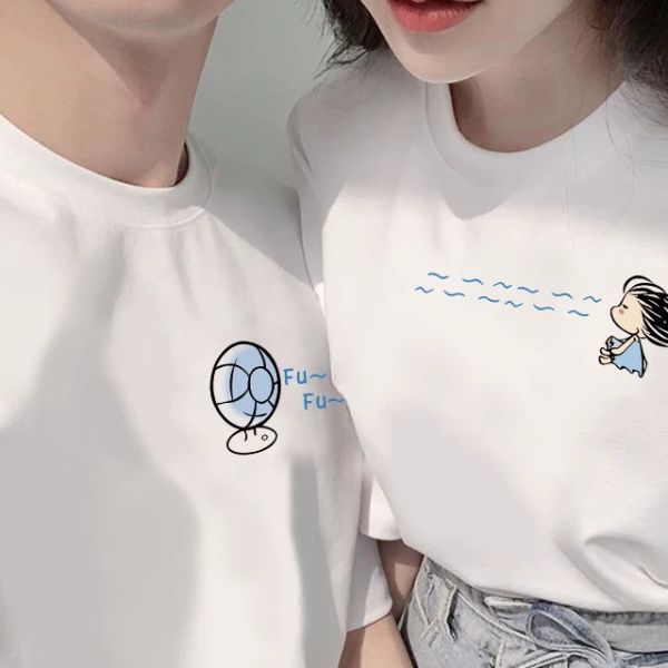【2点セット】カップルペアルック 扇風機リンクTシャツ