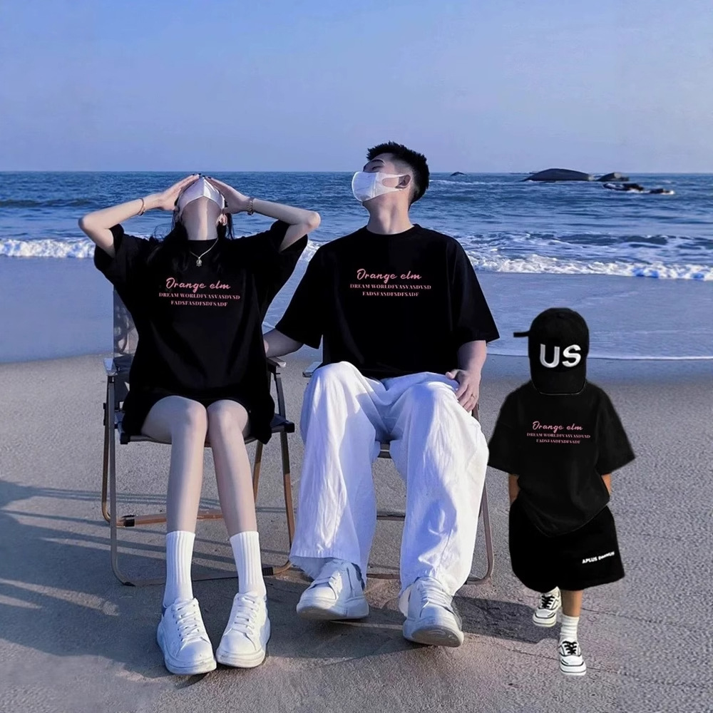 親子ペアルック 水彩グラデーション 天体Tシャツ