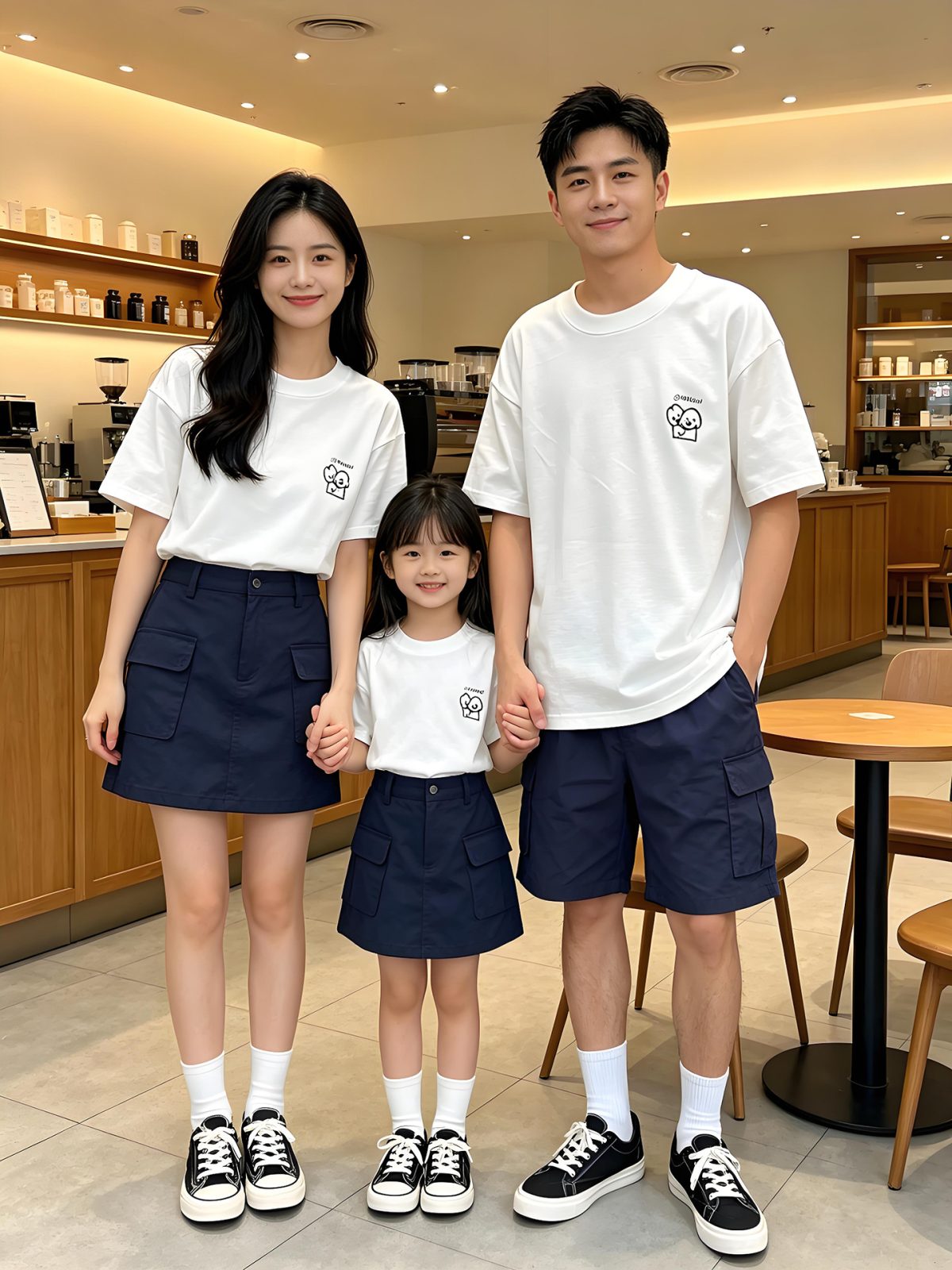 親子ペアルック カラフルチェア＆アニマル バックプリントTシャツ