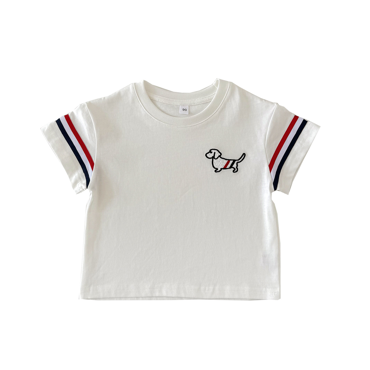 親子ペアルック フレンチカジュアル風 トリコロール＆ドッグTシャツ・ロンパース
