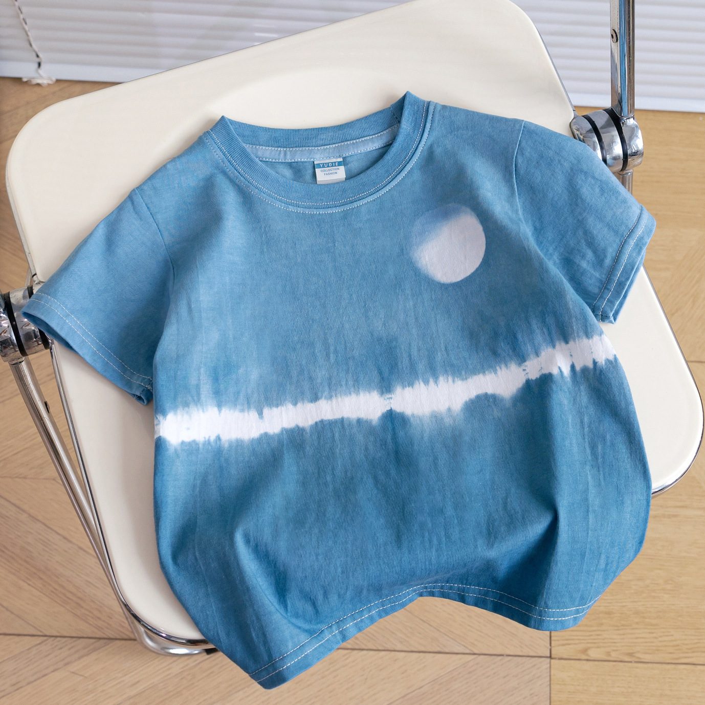 親子ペアルック 海と月のタイダイ染めTシャツ