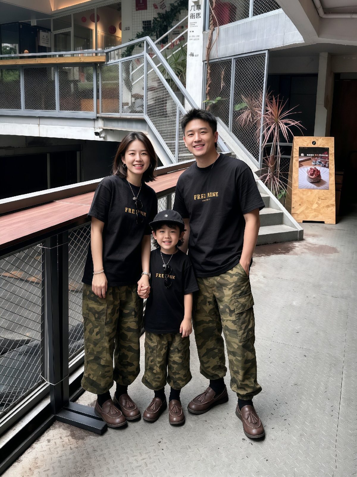 親子ペアルック ヴィンテージ風 カレッジロゴTシャツ
