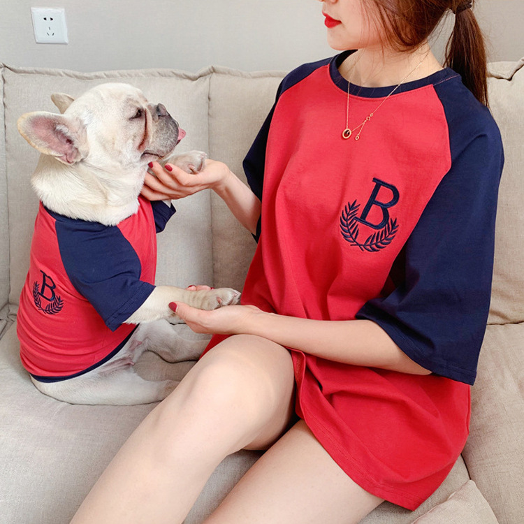 ペットペアルック カレッジ風 Bロゴ Tシャツ