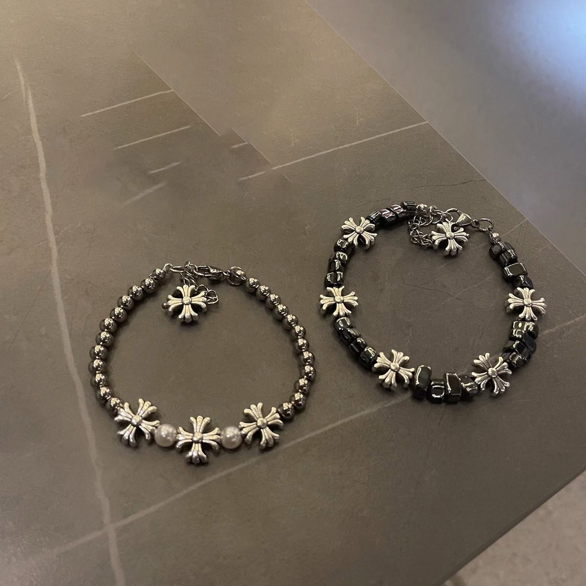 ペアアクセサリー クロスフラワー ペアブレスレット