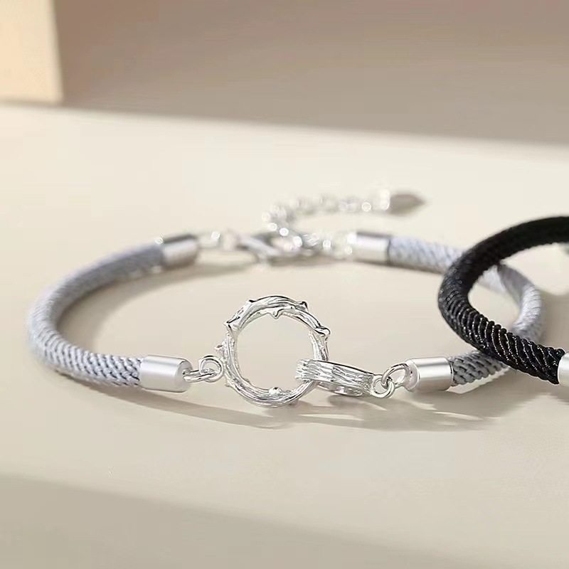 ペアアクセサリー 【2点セット】 結びをつなぐ リングモチーフ ペアブレスレット