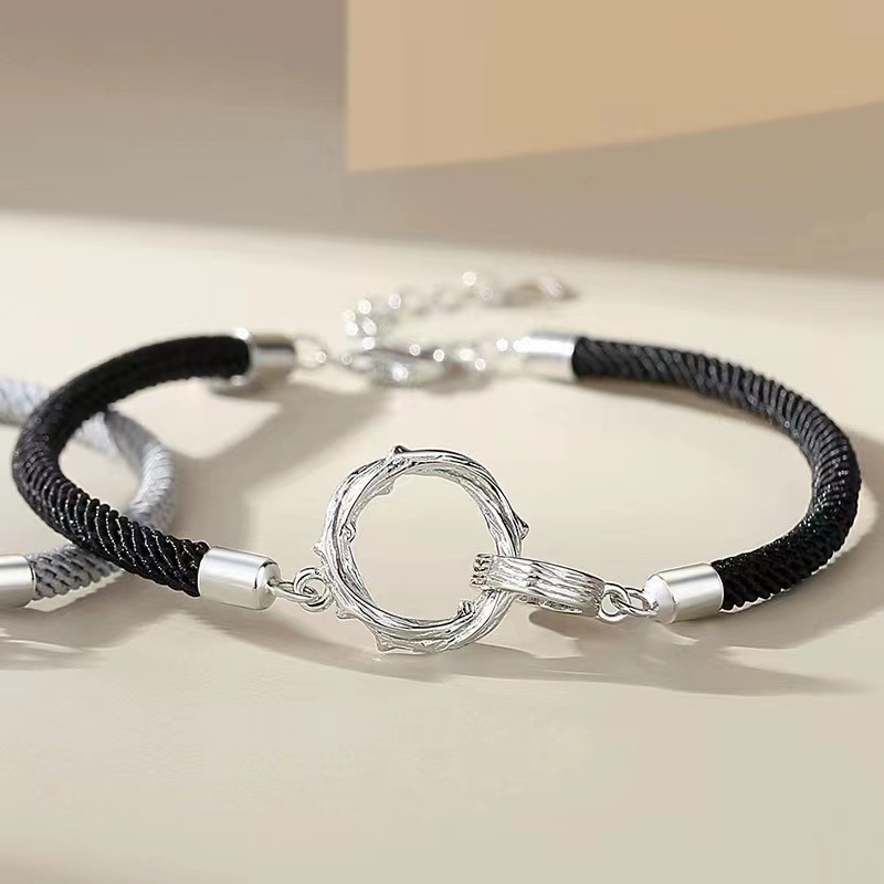 ペアアクセサリー 【2点セット】 結びをつなぐ リングモチーフ ペアブレスレット