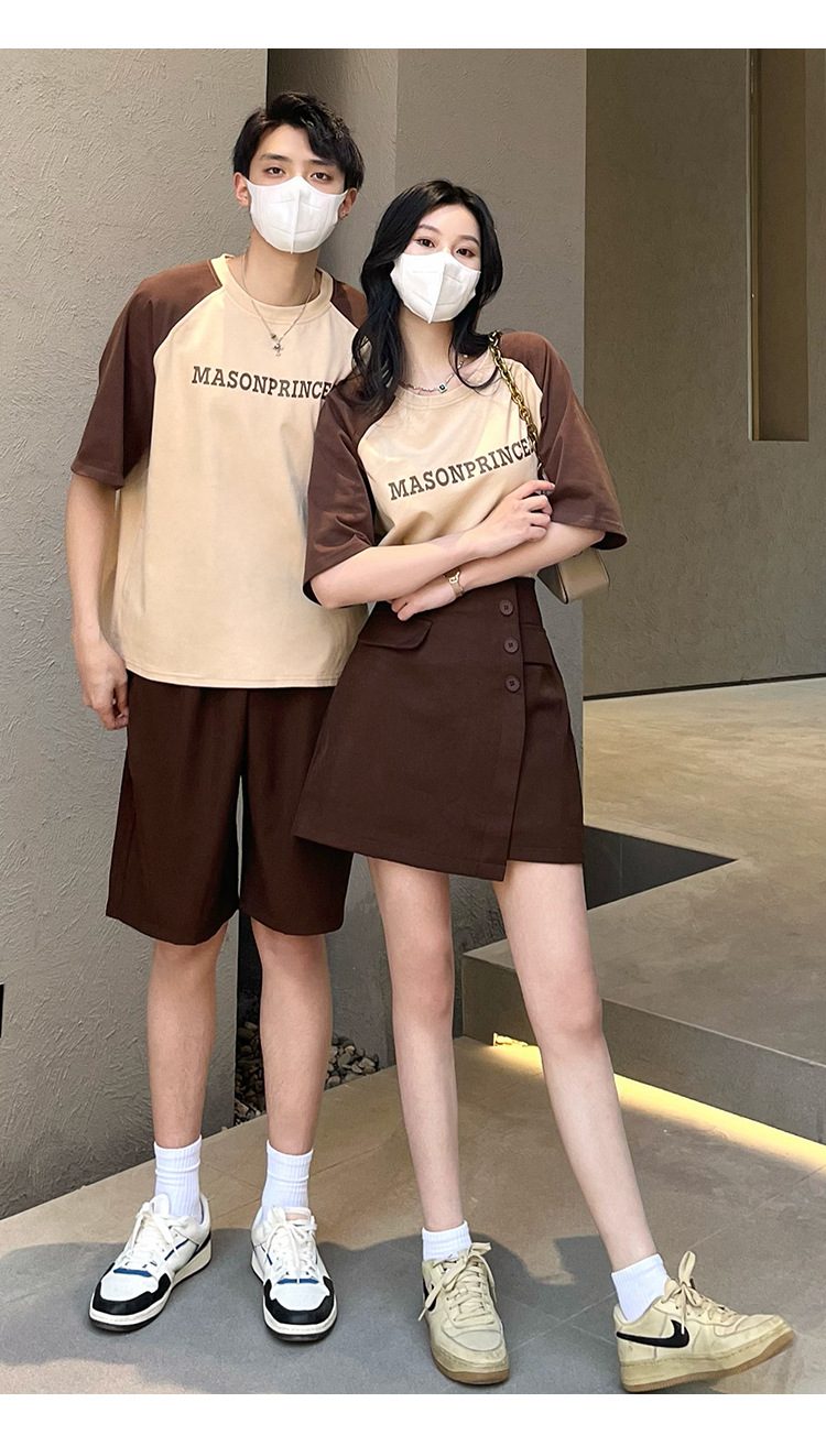 カップルペアルック MASONPRINCEE ロゴ ラグランTシャツ