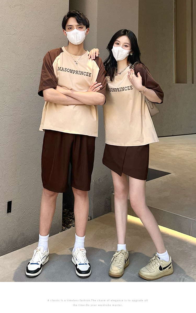 カップルペアルック MASONPRINCEE ロゴ ラグランTシャツ