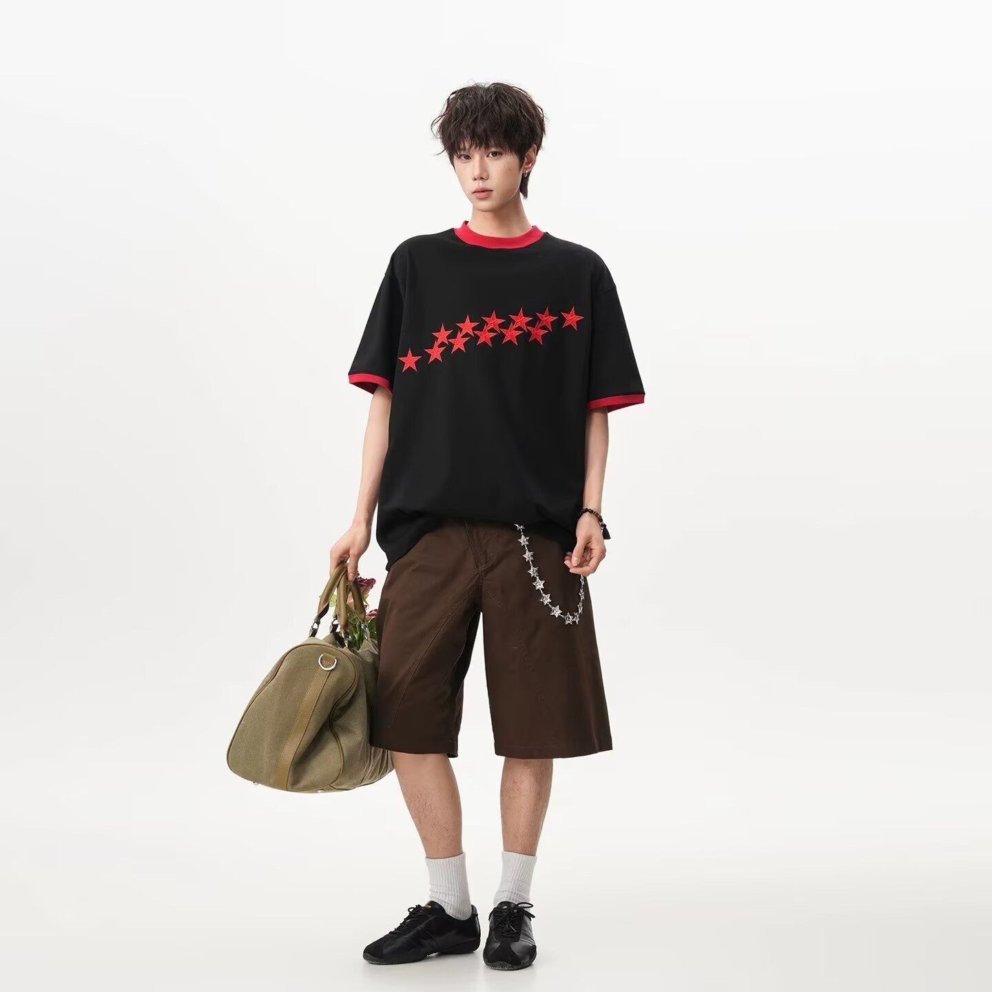 カップルペアルック シューティングスター 配色Tシャツ