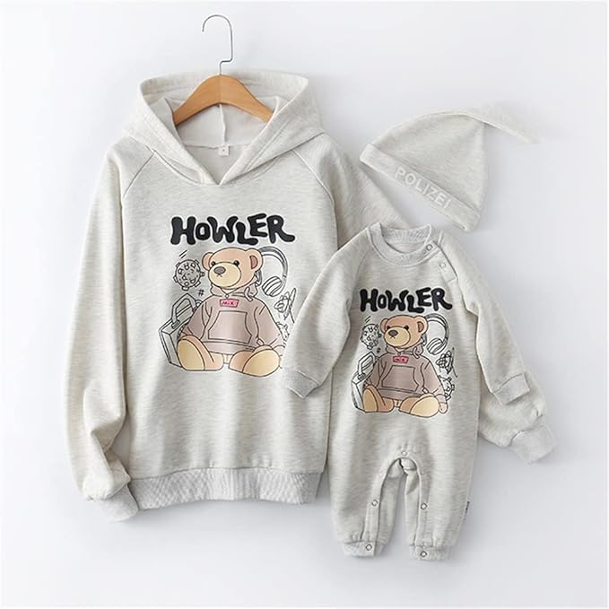 親子ペアルック HOWLERベア パーカー ロンパース