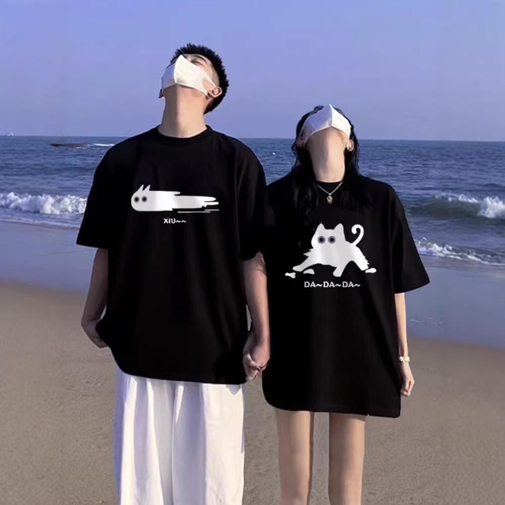 つながる猫物語Tシャツ ブラック【レディース柄】