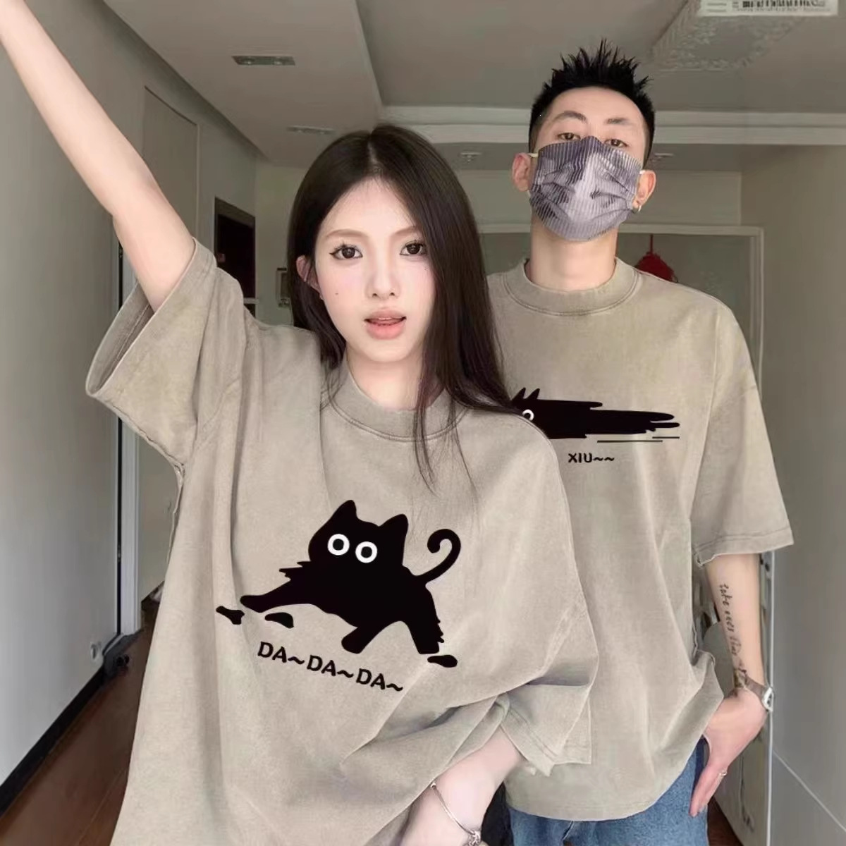 カップルペアルック つながる猫物語Tシャツ