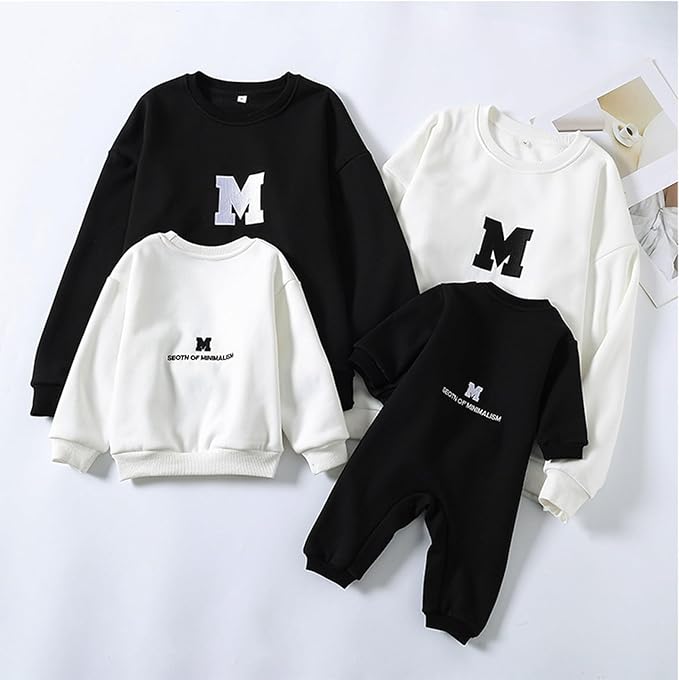 親子ペアルック Mロゴ スタイリッシュ トレーナー・ロンパース