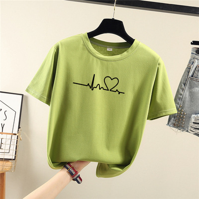 ペアルック エモーショナル・ハートビートTシャツ ライトグリーン