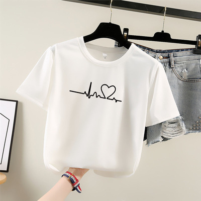 ペアルック エモーショナル・ハートビートTシャツ ホワイト
