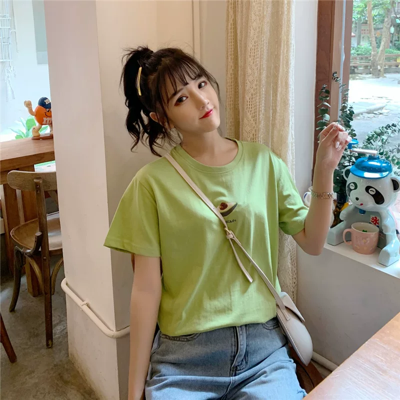ペアルック フルーツプリント半袖Tシャツ