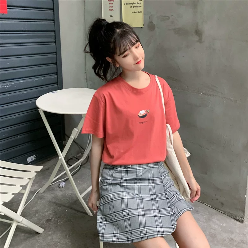 ペアルック フルーツプリント半袖Tシャツ