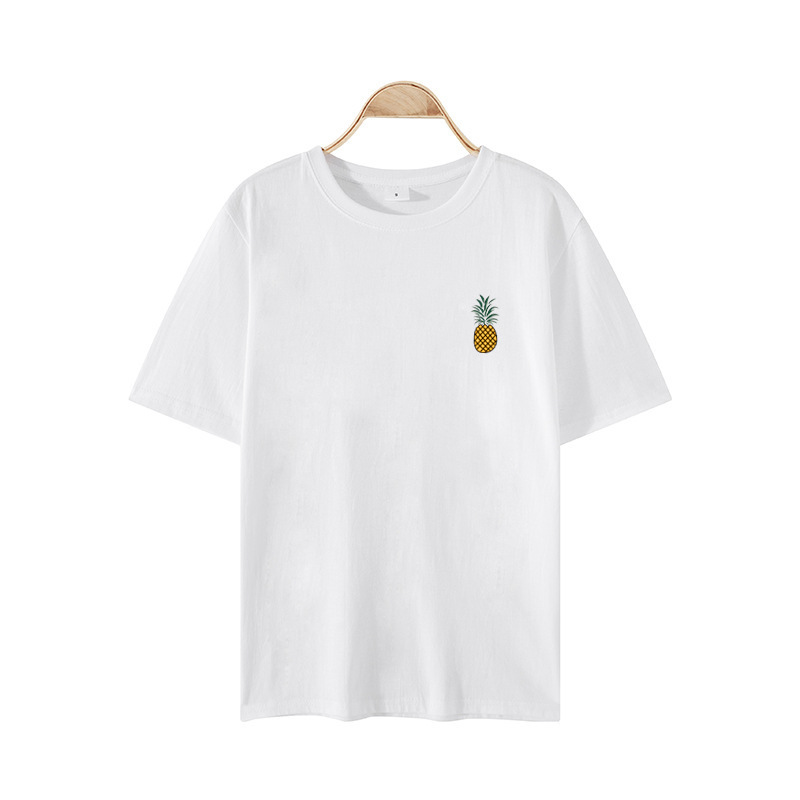 ペアルック フルーツプリント半袖Tシャツ ホワイト（パイナップル）