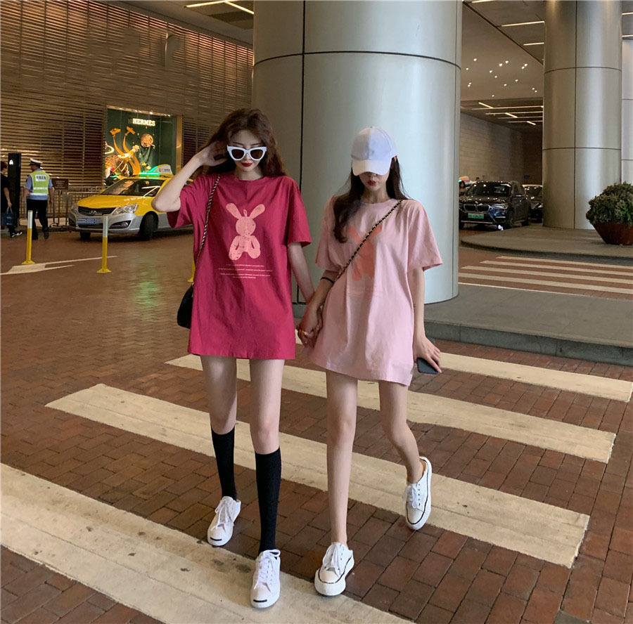 双子コーデ ラビットプリント オーバーサイズTシャツ