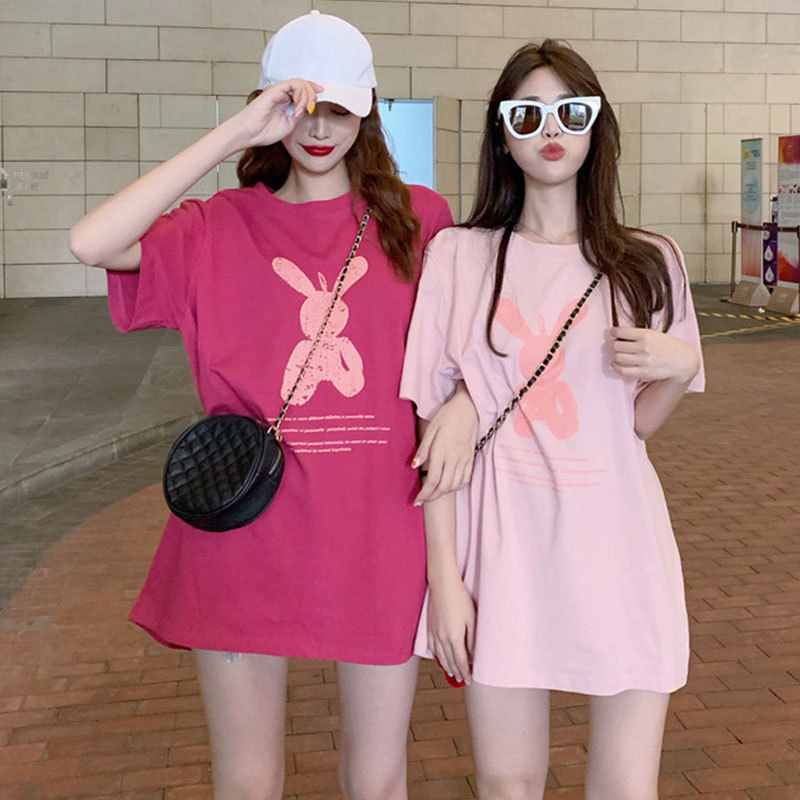 双子コーデ ラビットプリント オーバーサイズTシャツ