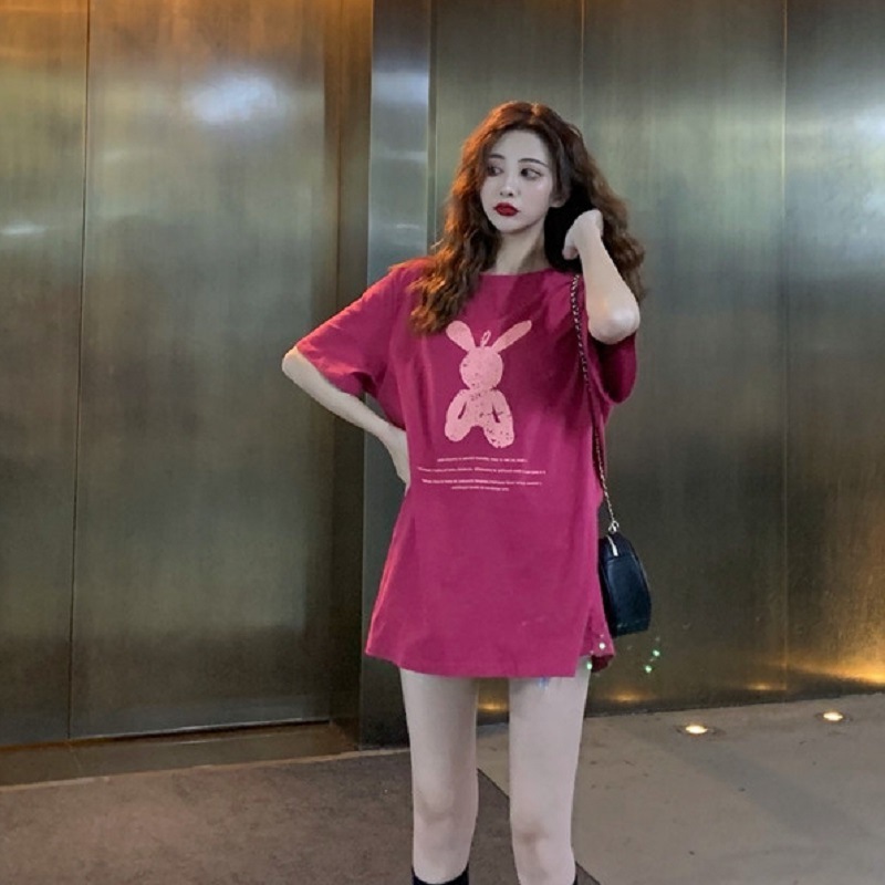 双子コーデ ラビットプリント オーバーサイズTシャツ