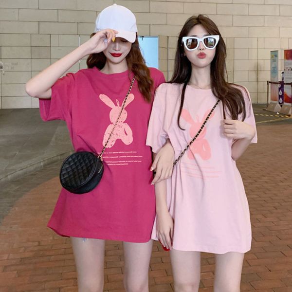双子コーデ ラビットプリント オーバーサイズTシャツ