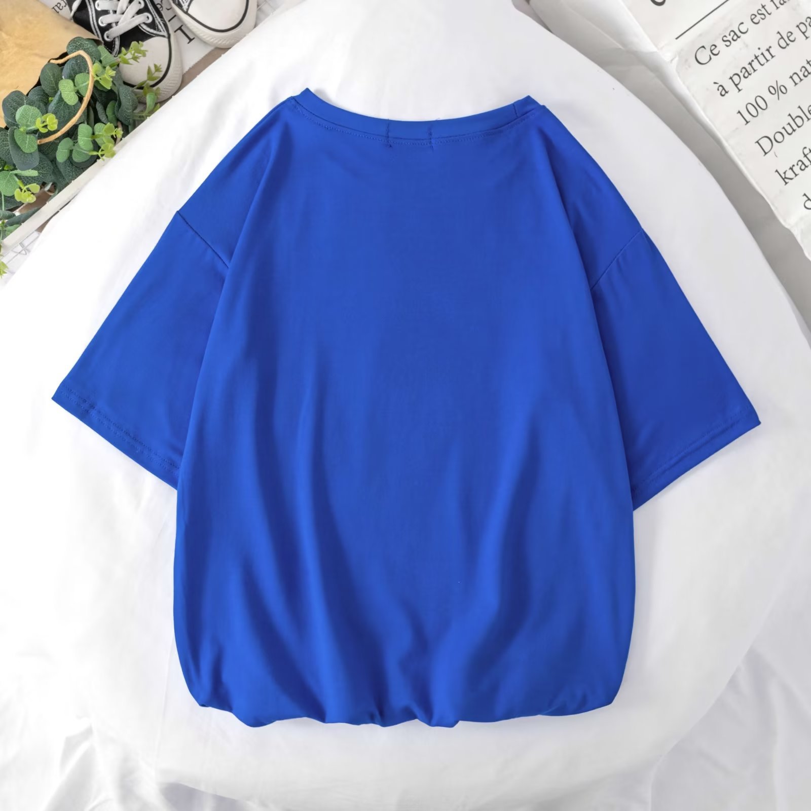 ペアルック ソックス付き カラフルビッグTシャツ ロイヤルブルー