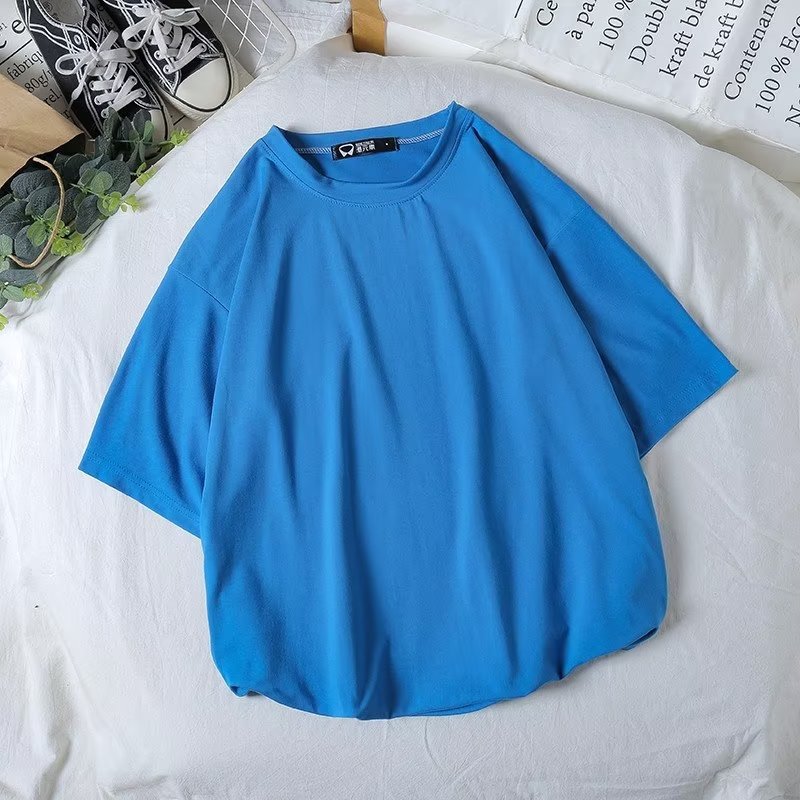 ペアルック ソックス付き カラフルビッグTシャツ ブルー