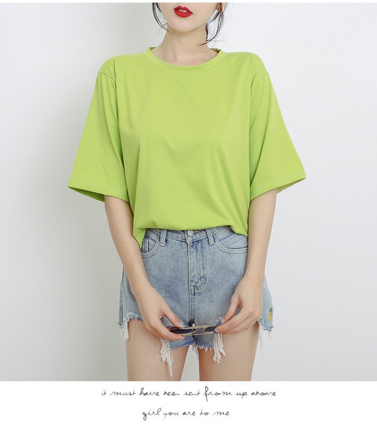 ペアルック ソックス付き カラフルビッグTシャツ ライムグリーン