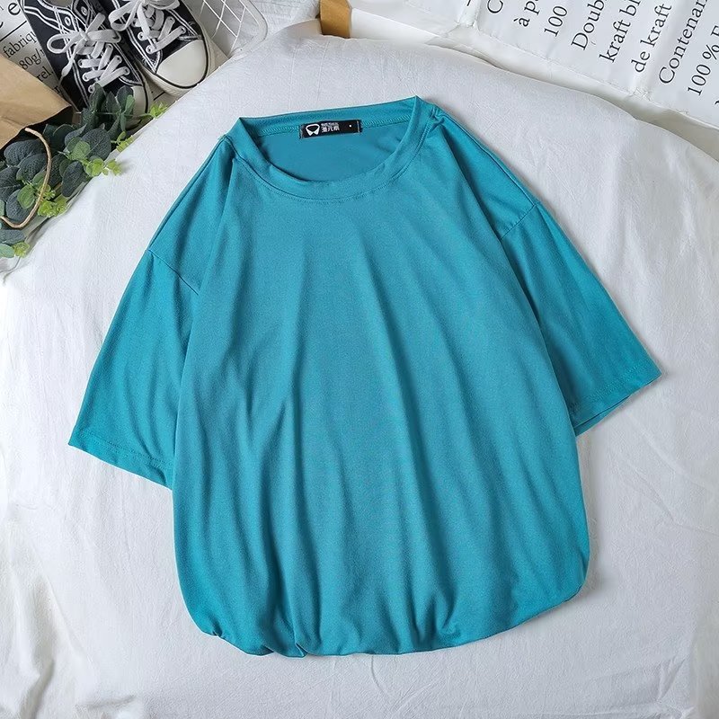 ペアルック ソックス付き カラフルビッグTシャツ ティールグリーン