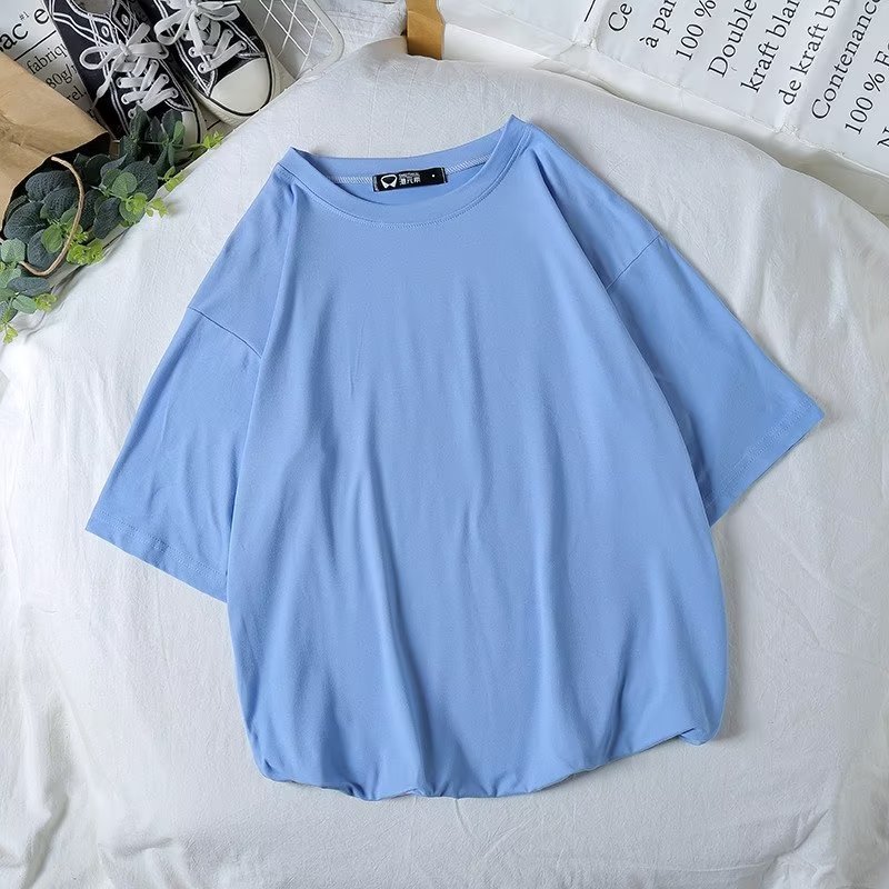 ペアルック ソックス付き カラフルビッグTシャツ サックスブルー