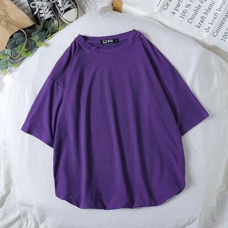 ペアルック ソックス付き カラフルビッグTシャツ パープル