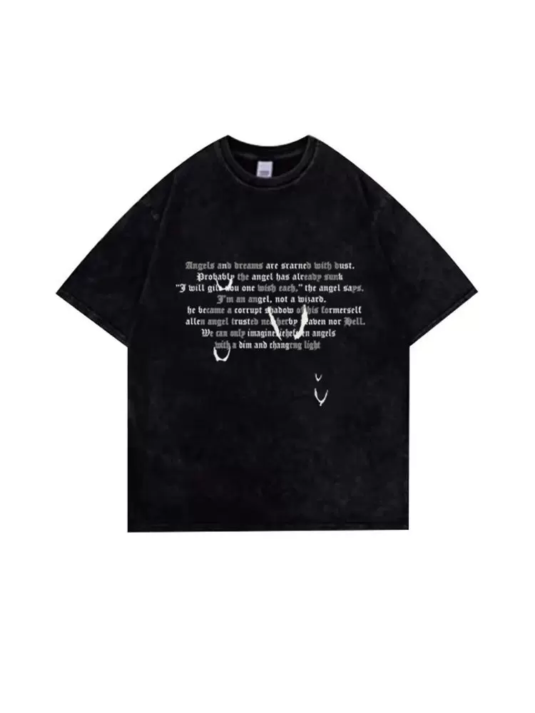 【2点セット】カップルペアルック 英字デザイン ヴィンテージ風Tシャツ