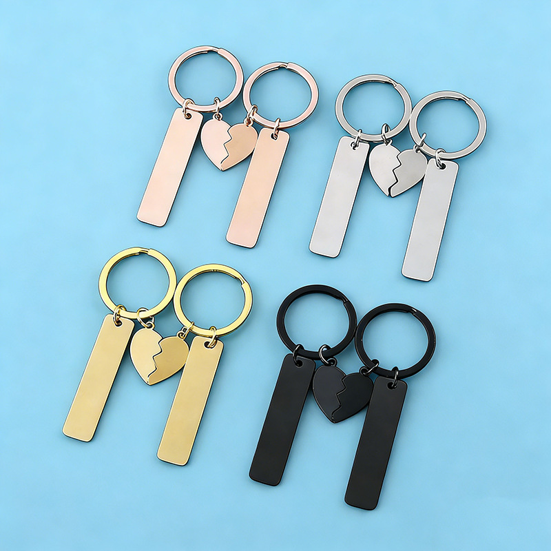 【2点セット】合わせハート＆プレート ペアキーホルダー