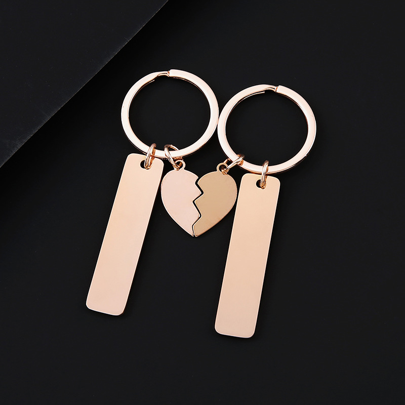 【2点セット】合わせハート＆プレート ペアキーホルダー