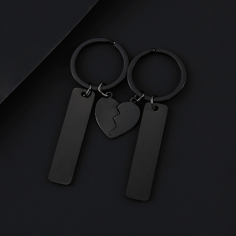 【2点セット】合わせハート＆プレート ペアキーホルダー