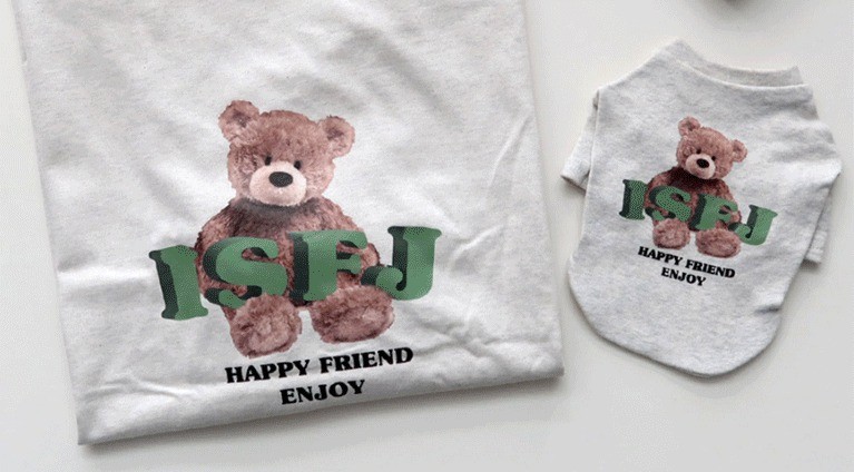 ペットペアルック テディベア リラクシングTシャツ