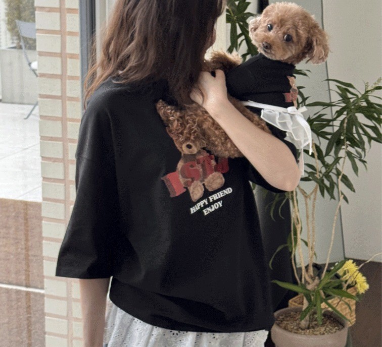 ペットペアルック テディベア リラクシングTシャツ