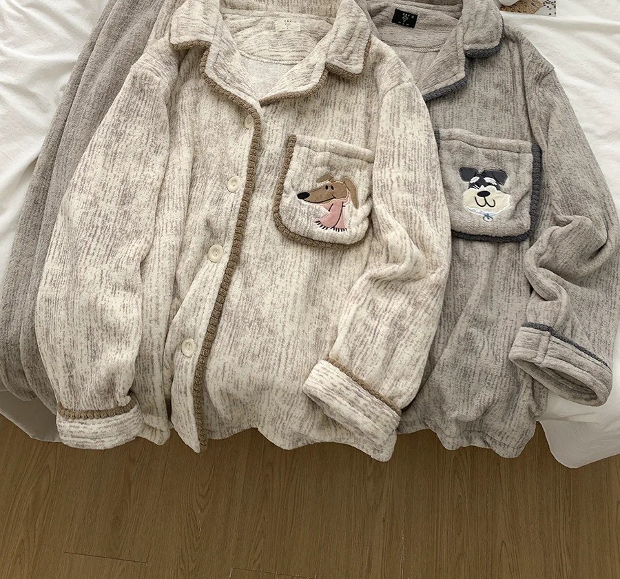 カップルペアルック ワンちゃんポケット パジャマ・ルームウェア