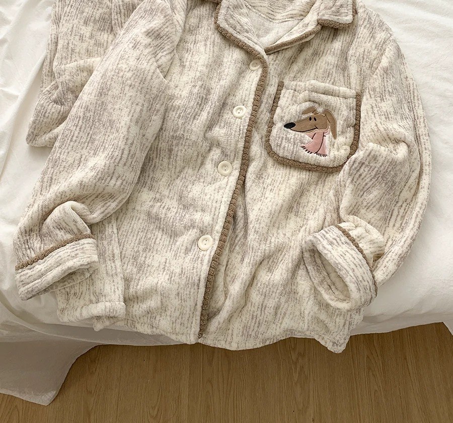 カップルペアルック ワンちゃんポケット パジャマ・ルームウェア