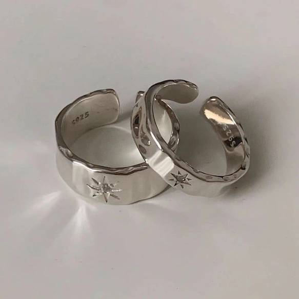 ペアアクセサリー ノーススター シルバーリング 【2点セット】
