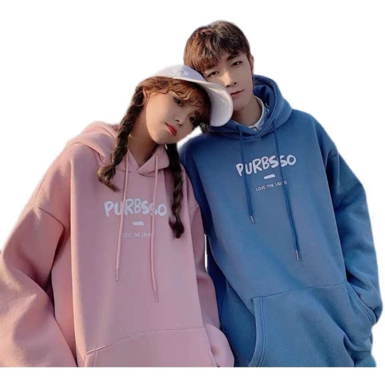 ペアルックコーデ ポイントロゴ パーカー