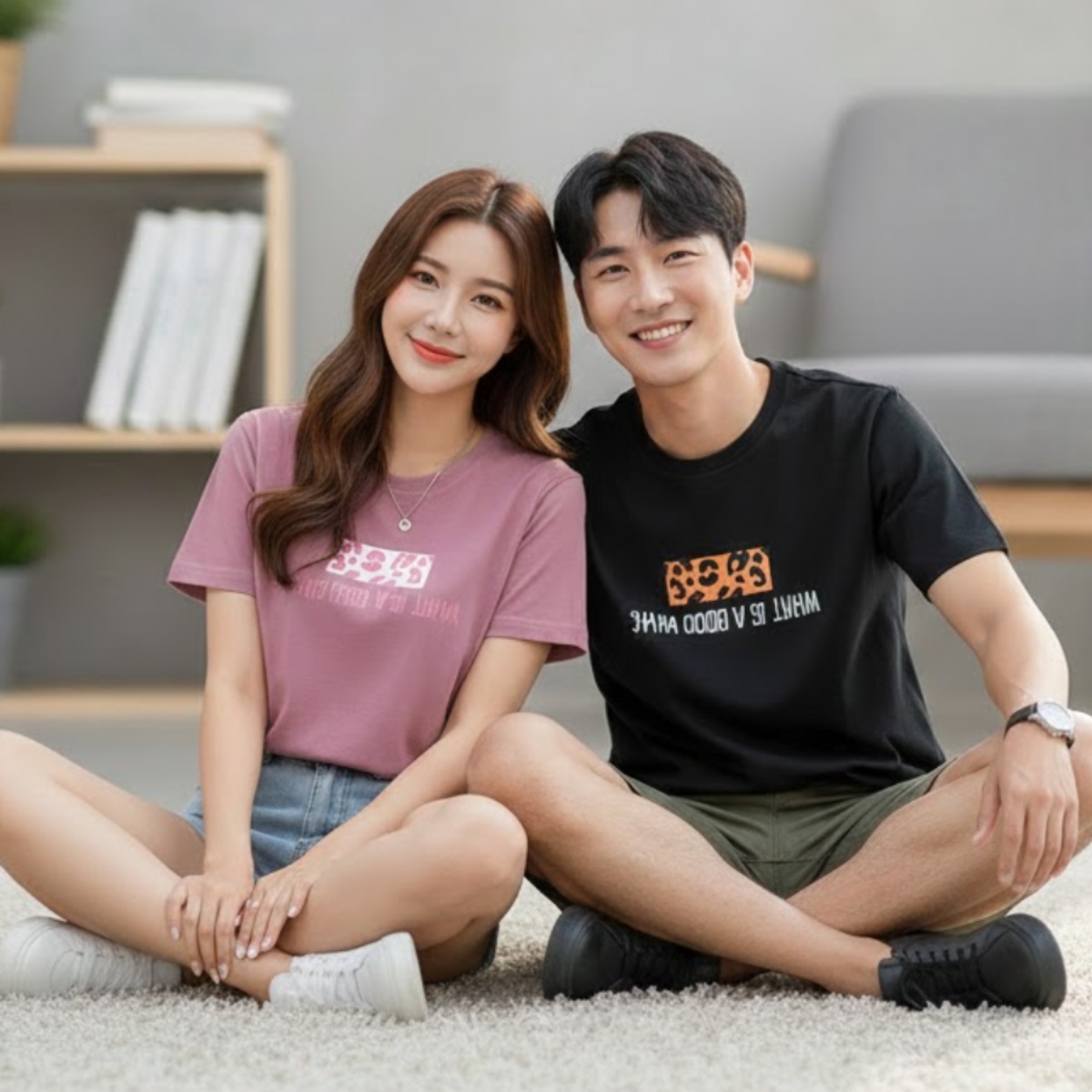 親子ペアルック レオパードアクセント Tシャツ・ロンパース