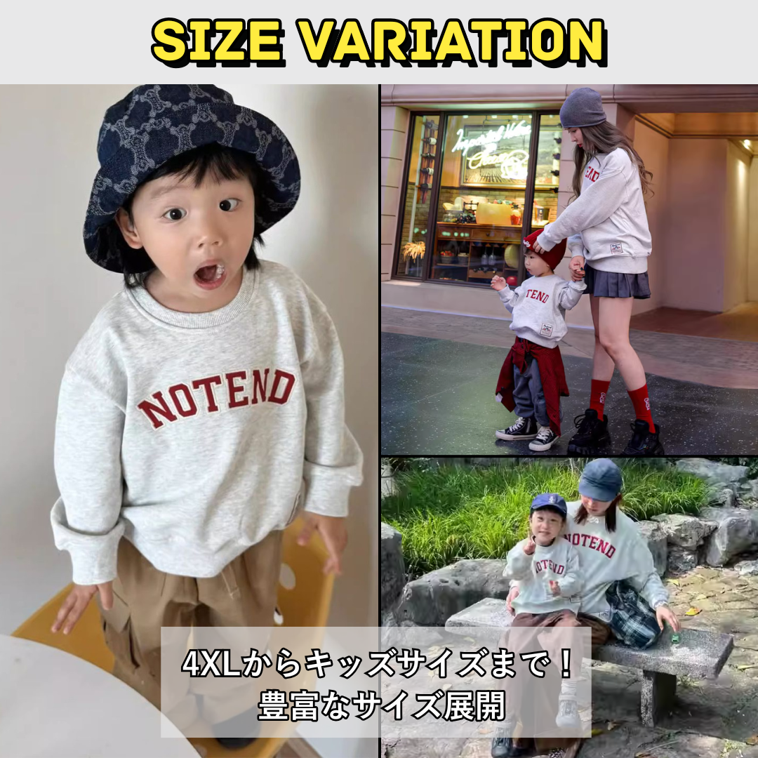 親子ペアルック NOTENDロゴトレーナー