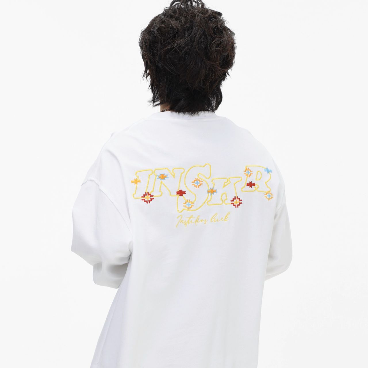 カップルペアルック INSstudios 長袖Tシャツ ロゴ刺繍 ユニセックス